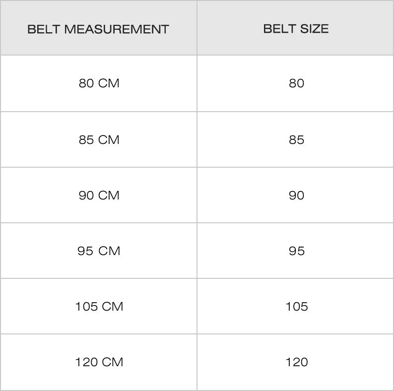 Women's Belt Size Chart Cm